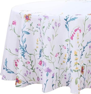 China Easter Cloth Tablecloths Waterproof Polyester Round Rectangular Party Wedding Table Cloth Printing Flower Decorative Table Cover for sale