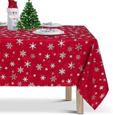 China Washable Tablecloth Waterproof Rectangular Round Party Pattern Snowflake Polyester Tablecloths Dinner Christmas Decorative Table Cover for sale