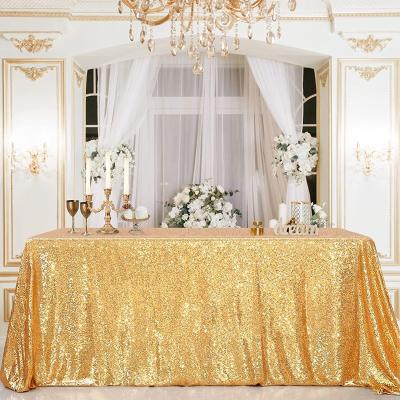 China Rectangle Roundh Table Cover Wedding Table Cloth Waterproof Luxury Elegant Polyester Around Tablecloth Patch Sequins Decorative Table Cloth for sale