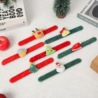 China Wholesale Christmas Santa Claus Elk Pat Circle Cute Christmas Creative Luminous Gift Wristband Flannel Cloth Ornaments Toys for sale