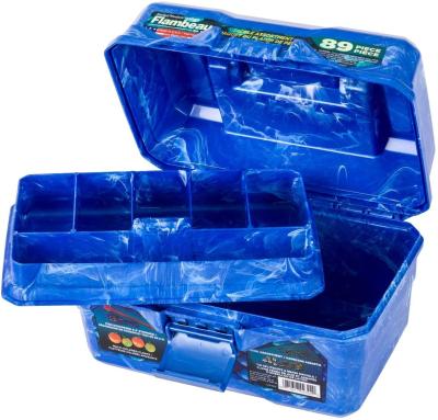 China Outdoor Sports Big Mouth Plastic Lure Box Blue Swirl One Size Fishing Box Hard Shell Tackle Storage for sale