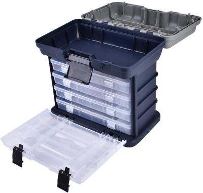 China Fishing Lure Case Plastic Fishing Tackle Box 4 Layers Fish Baits Lures Organizer Box Multifunctional Fishing Tools Container Box Case for sale