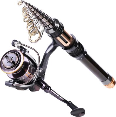 China Carbon Mini Telescopic Pole Fishing Reel Spinning Fishing Rod and Reel Combos for Kids Adults Travel Fishing for sale