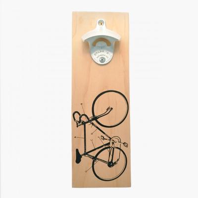 China Sustainable Magnetic Holder Wall Mounted Wooden Beer Bottle Opener for sale