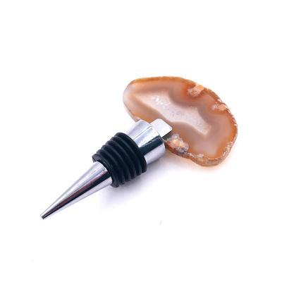 China Viable Natural Agate Slice Zinc Alloy Wine Stopper for sale