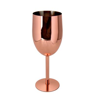 China KOREAN 15OZ Copper Rose Gold Wine Glass Titanium Stemmed Goblet Stainless Steel Wine Glasses for sale