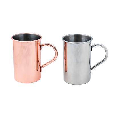 China Stocked Handle 500ml 304 Classic Tumbler Nordic Staight Stainless Steel Copper Classic Coffee Mug for sale