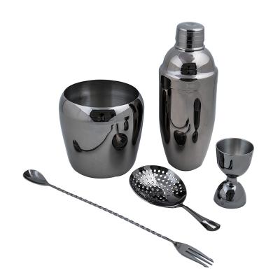 China Viable 304 Steel Bar Set Small Measure Sieve Shaker Ice Bucket Shaker Alcohol Mixer Cocktail Set Stainless Ice Tongs for sale