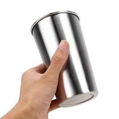 China Viable Ready To Ship Juice Travel Camping Rolled Rim Stainless Steel Beer Pint Mug for sale