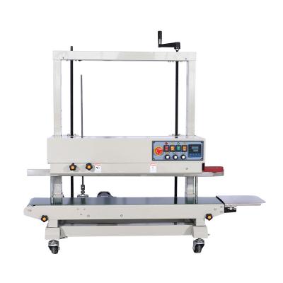 China Heavy Duty Food Vertical Tape Sealer Continuous Plastic Film Bag Sealing Machine for sale