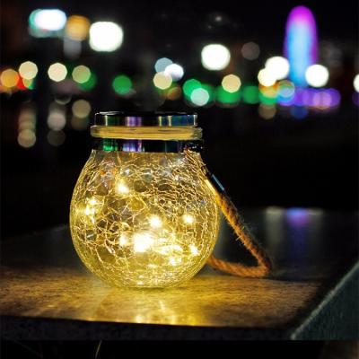 China Garden 20 LED Hanging Outdoor Solar Lights, LED Glass Decorative Cracked Ball Lights Solar Powered Tree Globe Lights Waterproof with Ha for sale