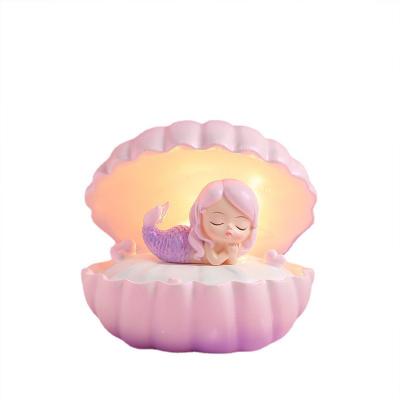 China Home.hotel.indoor Lighting Shell Mermaid Princess Night Light Decorative Ten Years Gift Birthday Girl Children Desktop Ornaments for sale