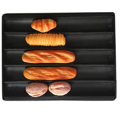 China RK Bakeware China Foodservice NSF Perforated Aluminum Baguette Tray French Bread Baking Muold for sale