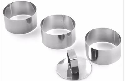 China RK Bakeware China Foodservice NSF Dessert Round Stainless Steel Cake Rings Silver Color for sale