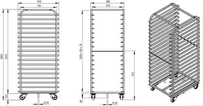 China Rk Bakeware China-Rollo de acero inoxidable en 800X600 bastidor de horneado para horno Revent Rack en venta