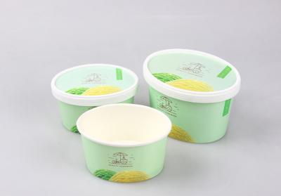 China Oval Paper Cup Ice Cream Yogurt Dessert With Lid Disposable Paper Cup for sale