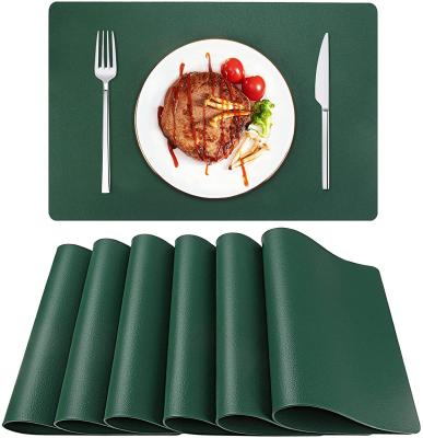 China Amazon Sustainable Hot Sale 45*30cm PU Heat Resistant Washable Leather Place Mats For Dining Home Kitchen for sale