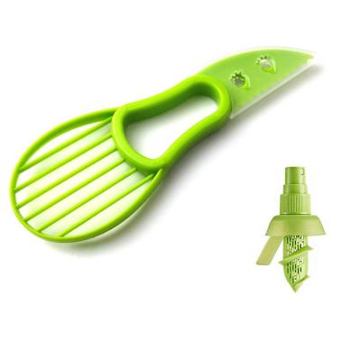 China Amazon Sustainable Hot Selling Plastic 3 in 1 Avocado Slicer with Lemon Sprayer for Cooking and Food for sale