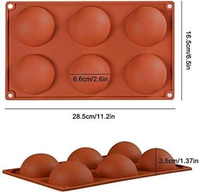 China Making Half Cake Sphere Cake Baking Molds 6 Cavities Sphere Silicone Mold Semi Food Grade Silicone Cake Mold For Baking for sale