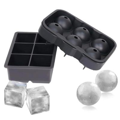 China 2021 Hot Selling Popular Amazon Reusable Disposable and BPA Free Sets of 2 Silicone Ice Cube Maker Trays for Wine Whiskey for sale