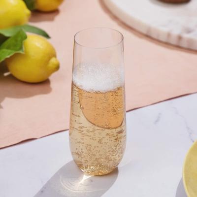 China Unbreakable Hot Selling 24 Parts Unbreakable Clear Plastic Stemless Champagne Flute For Wedding Gold for sale