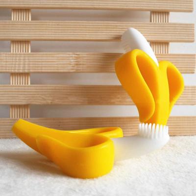 China 100%food grade Silicone Teether 100% Food Grade Banana Baby Infant Training Toothbrushes And Teether for sale