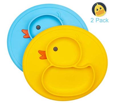 China /Stocked Disposable Viable 2021Hot Selling Portable Baby Silicone Dinner Plate Non-Slip Suction Dishes for sale