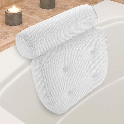 China 2021 3D Mesh SPA Bath Pillow Wholesale Non-slip Luxury Bathtub Pillow 6 Sustainable Strong Suction Cup for sale