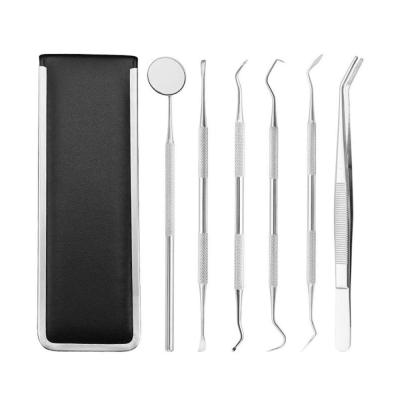 China Beauty Care 6 PCS Stainless Steel Scraper Dental Hygiene Set Oral /Teeth Clean Teeth Dental Tools With Mouth Mirror for sale