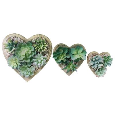 China Modern Heart Shaped Wooden Succulent Planter Plants Hanging Wooden Flower Crate for sale