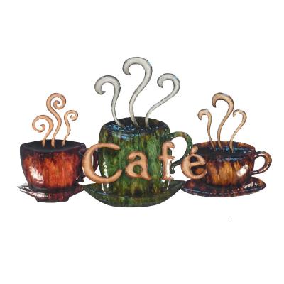 China Durable Handmade Metal Coffee Mug Hanging Wall Art Home Decoration for sale