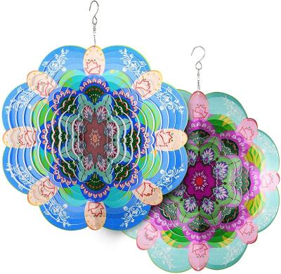 China Yard Art Garden Decor Mandala Kinetic Hanging Art Wind Spinner for sale