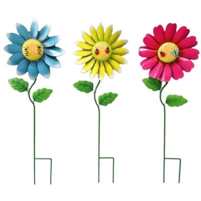 China Europe Metal Garden Stake With Colorful Flower Design For Outdoor Decoration for sale