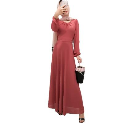 China 2022 Plain Chiffon Abaya Dress Slim Dubai Islam Clothing Hot Selling Muslim Girl Fashion Muslim Dress for sale