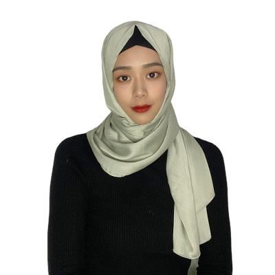 China Hot Sale 2021 Polyester Matte Crepe Satin Silk Pleated High Quality Dot Hijab Long Scarf For Muslim Women for sale