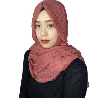 China Soft Designed Simple Head Women Hijab Dot Custom Logo Headscarf Muslim Jacquard Hijab Shawl Cotton Viscose Tie Scarf New for sale