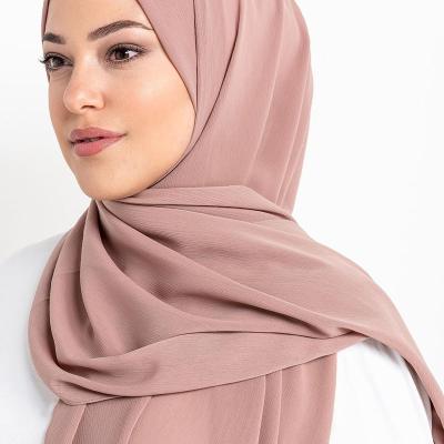 China 2022 New Chiffon Mini Pleated Chiffon Scarf Hijab Fabric Women Muslim Chiffon Shawls Wrap Simple Hijab Scarf for sale