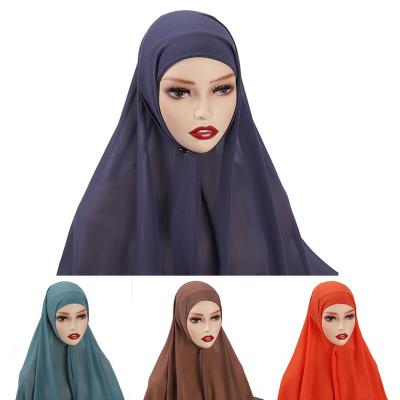 China New High Quality Hot Selling High Quality Chiffon Hijab Scarf With Long Tank Top Scarf Inner Fashion Hat Muslim Simple Hijab Shawl for sale