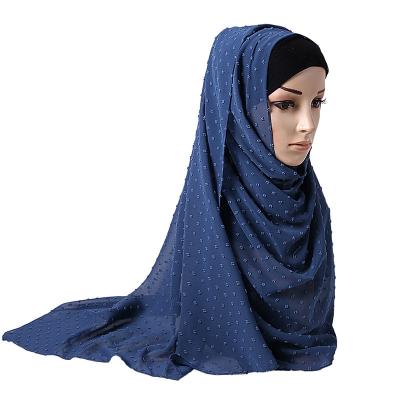 China Custom Designed Logo High Quality Chiffon Head Tie Scarf Embroider Fashion Simple Hijab Chiffon Wrap Hijab Shawl Women Muslim Hijab for sale