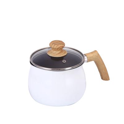 China Sustainable Safety sensing bottom granite coating small stew pot sauce pot non stick glass cooking pot for sale