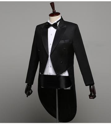 China Custom Luxury Groom Plus Size Anti-Wrinkle Man Tailcoat Wedding Tuxedo Black for sale