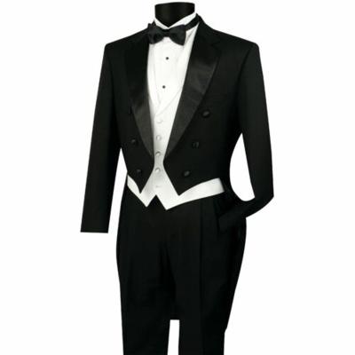 China Wholesale Anti-Wrinkle Wedding Tuxedos Slim Fit Suits For Men Tuxedo Jacket Vest Pants 2 Button Winter Prom Black Tailcoat for sale