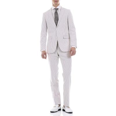 China Custom Anti-Wrinkle Mens Stripe Suits 3 Piece White Tuxedo For Men Wedding Groom Tuxedo Blazer Jacket Vest Pants for sale