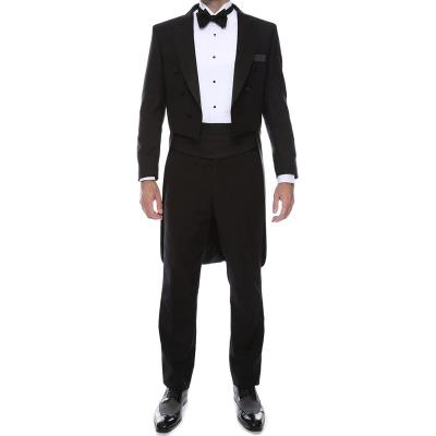 China Anti-wrinkle good quality wedding suit made in china latest design black tailcoat wedding tailcoat suit for sale