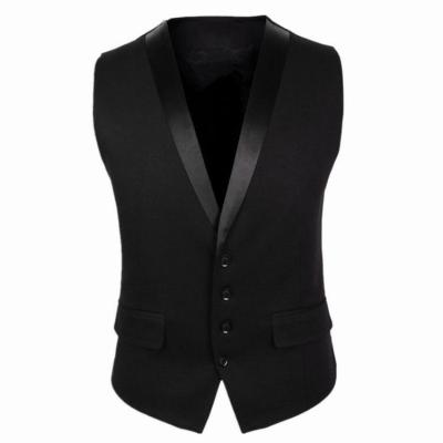 China Sleeveless Anti-Wrinkle Mens Waistcoat Jacket Satin Peak Lapel Tuxedo Vest Men for sale