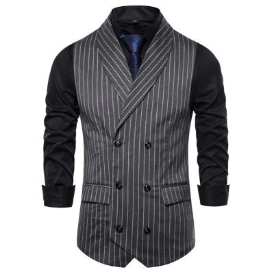 China Anti-Wrinkle V-Neck Lapel Business Man Wear Mixed Fabric Men Suit Slim Shape Men's Vest for sale