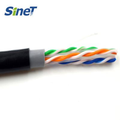 China Waterproof Double Jacket 305M UTP Cat6 Cable 4 Pairs Solid 0.57mm CCA Conductor for Outdoor Exterior Te koop