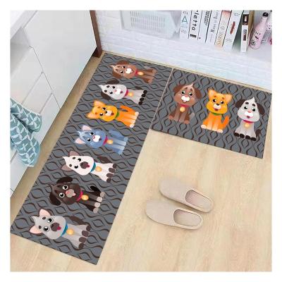 China Stain Resistant Kitchen Velor Carpet Washable Anti-fatigue Universal Anti-fatigue Cover Set 2 Pieces for sale