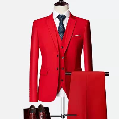 China ST003 Anti-wrinkle luxury men's suit 3 piece luxury men's slim solid business suit wedding fashion sets plus size men's pants+blazer+vest for sale