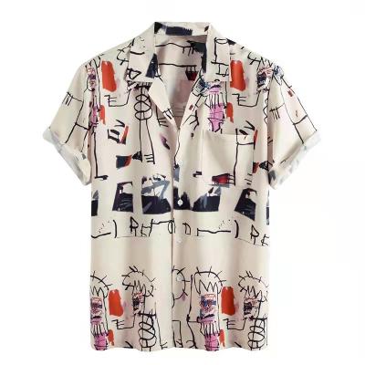 China Viable Customization BL006 Graffiti Print Mens Hawaiian Blouse Customization BL006 Short Sleeve Shirts for sale